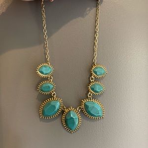 Turquoise & Gold Clunky Necklace